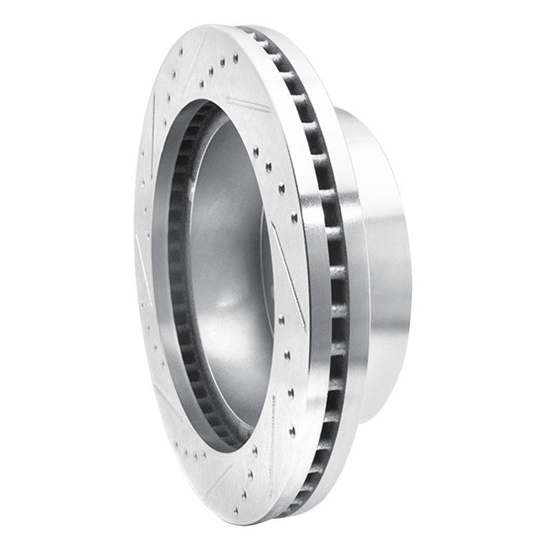 Chevrolet Silverado 3500 HD Brake Rotor (1) - Front Right - R1 Concepts - Drilled & Slotted - Silver - `11-`25